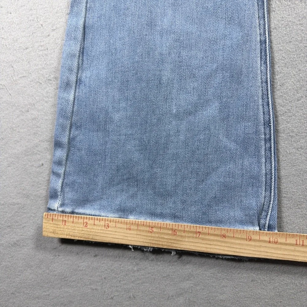 KanCan Jeans Women 9/28 High Rise Flare Light Wash Blue Distressed Fringe Hem